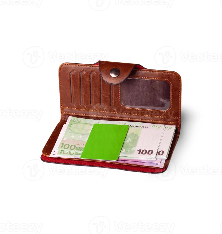 wallet, credit card and bank notes in EURO photo