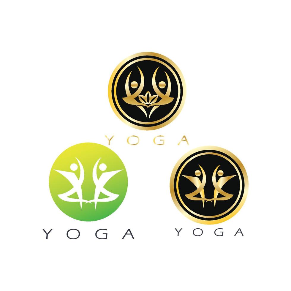 logo design of people doing yoga symbol icon illustration vector