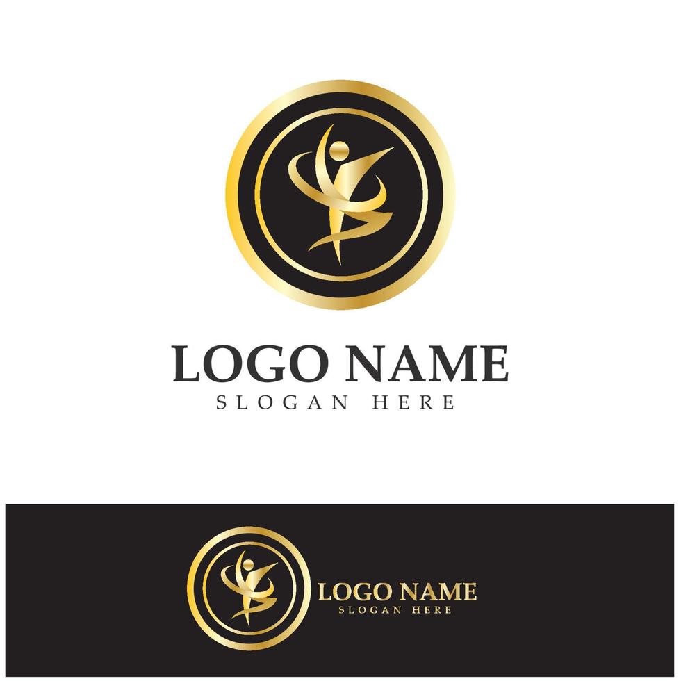 logo design of people doing yoga symbol icon illustration vector