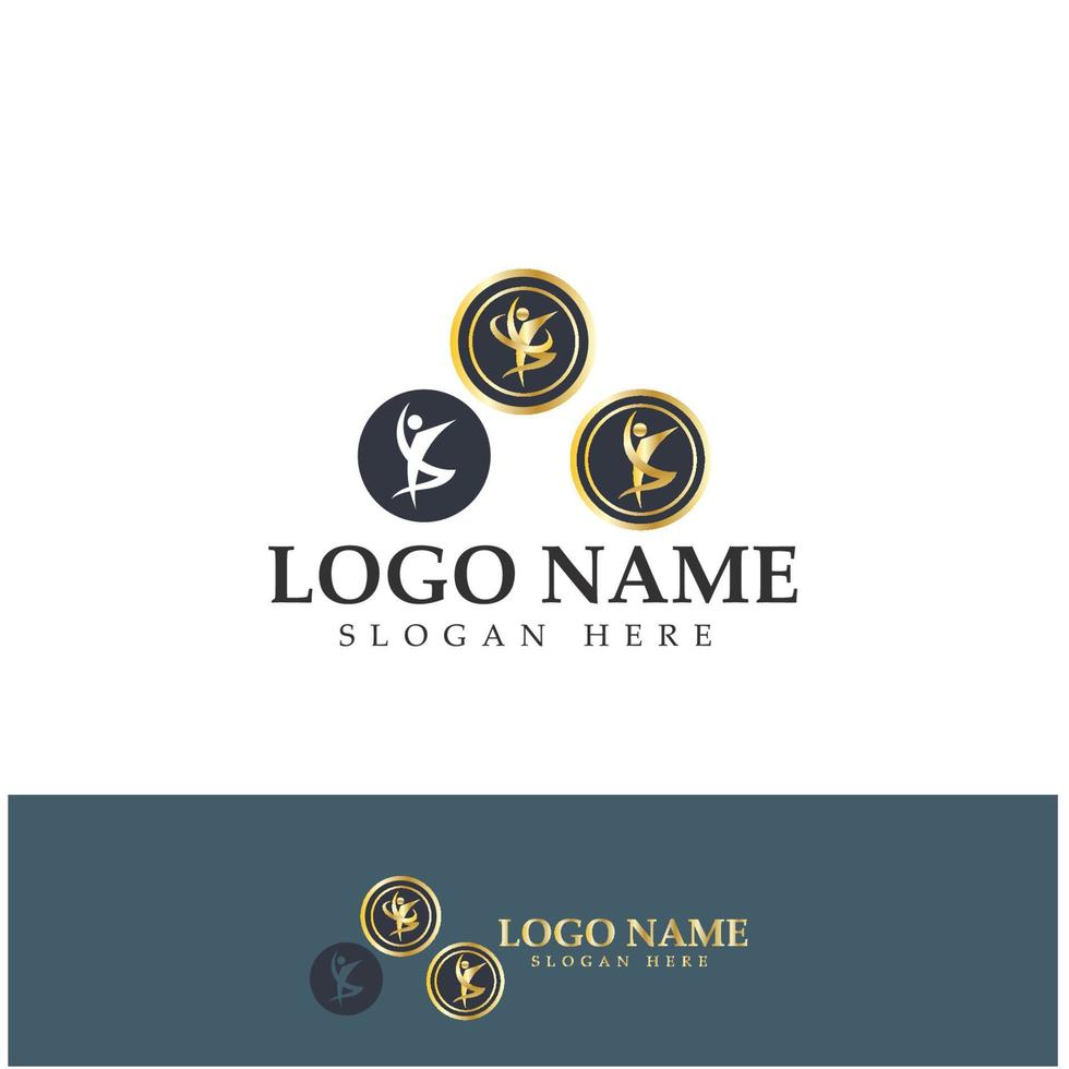 logo design of people doing yoga symbol icon illustration vector