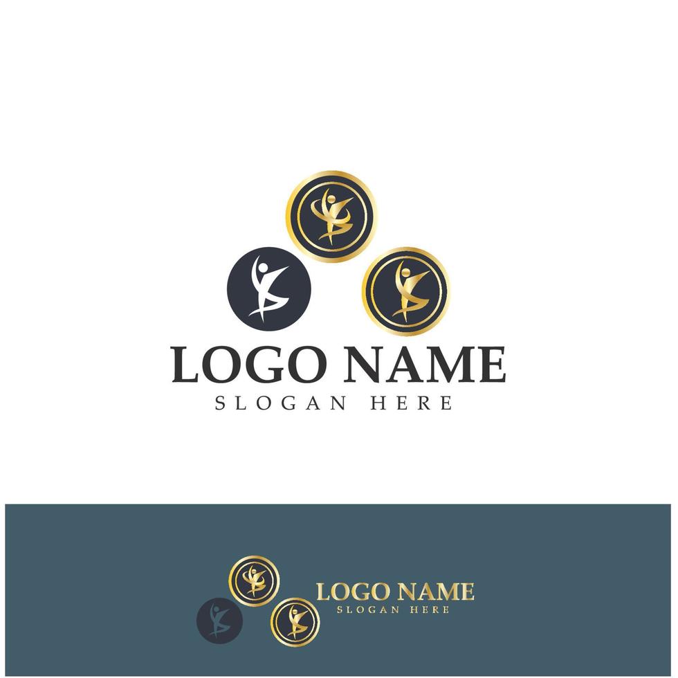 logo design of people doing yoga symbol icon illustration vector