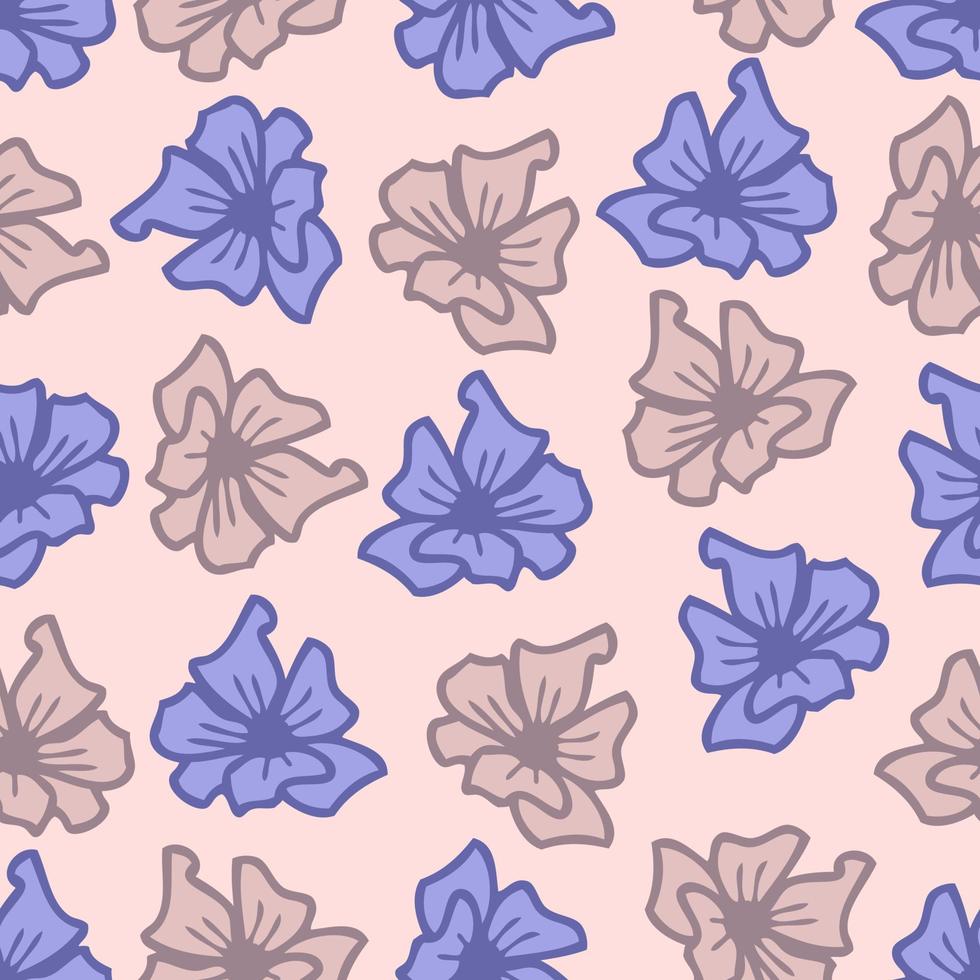 Groovy summer flowers seamless pattern in 1970s style. vector