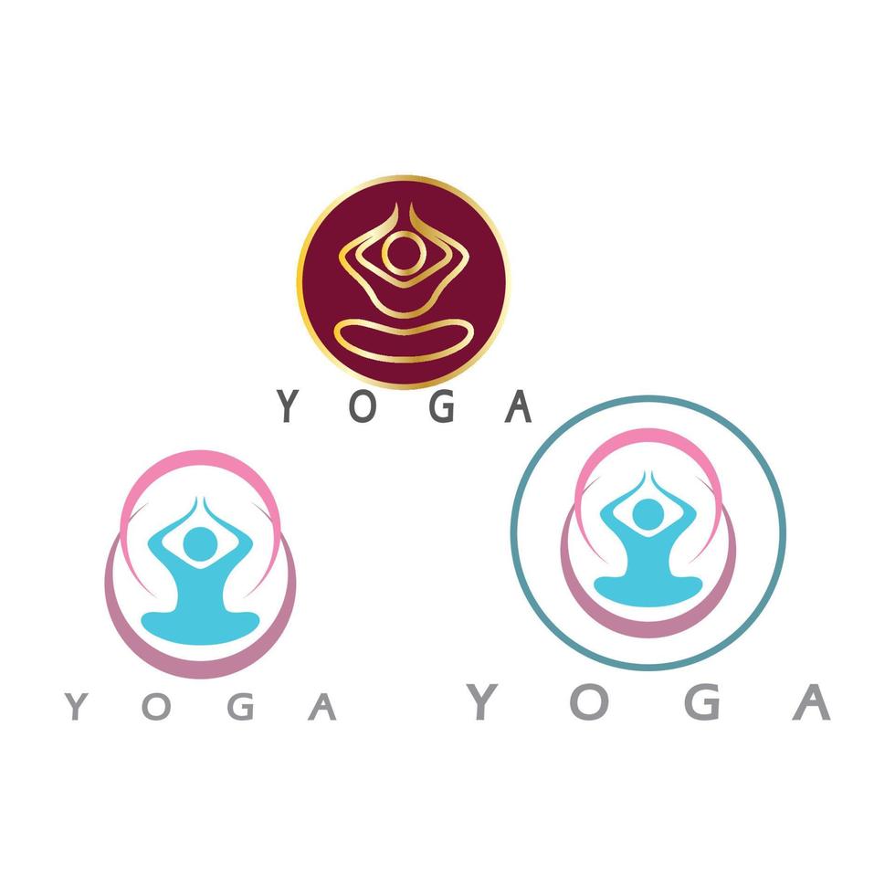 logo design of people doing yoga symbol icon illustration vector