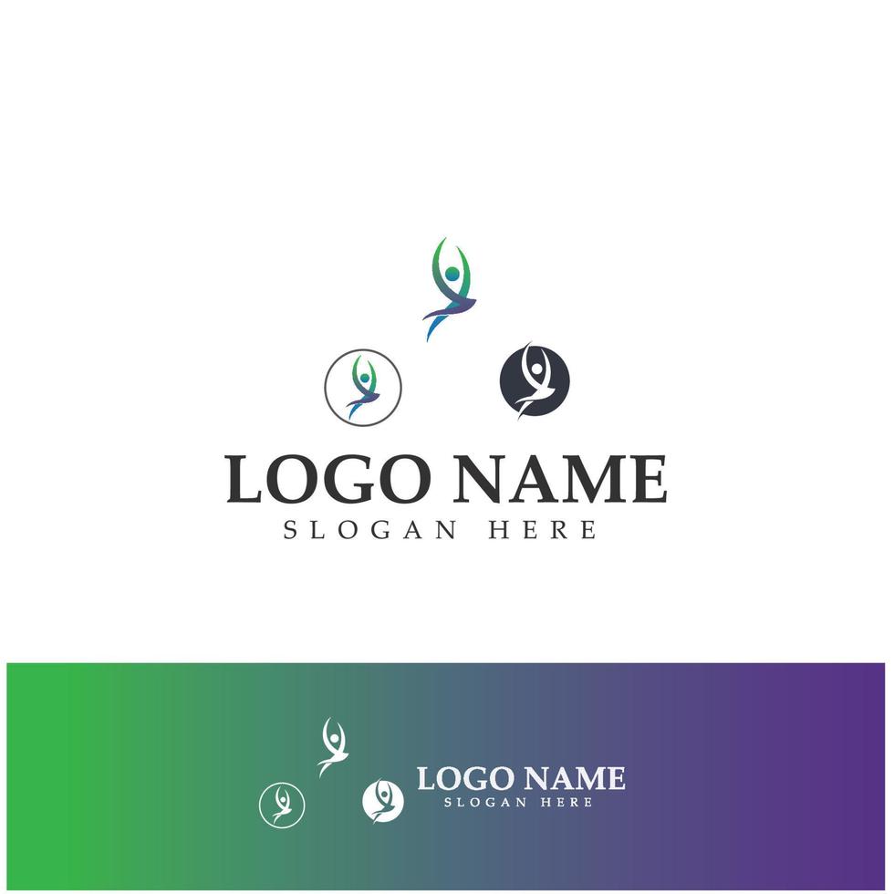 logo design of people doing yoga symbol icon illustration vector