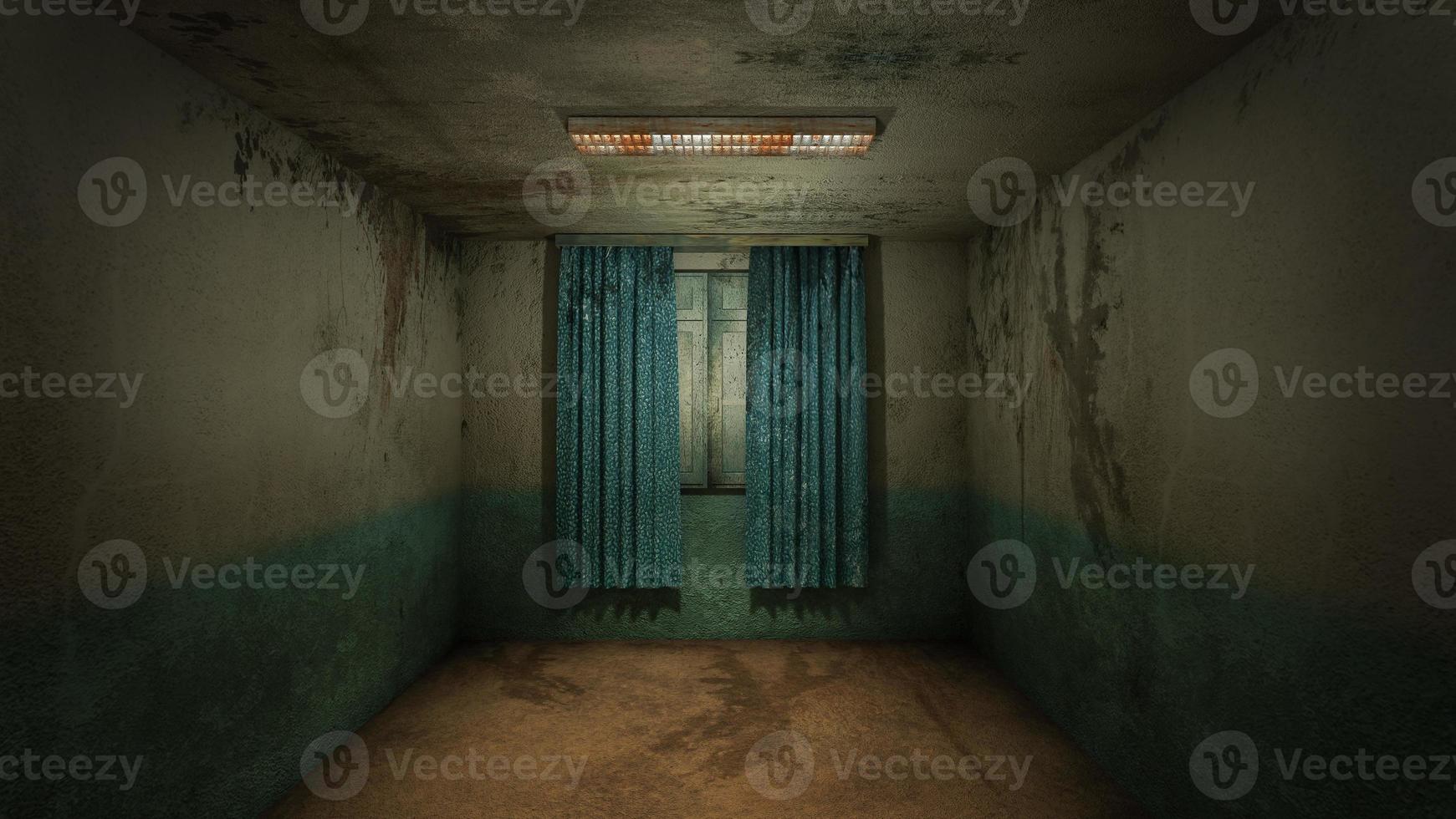 The interior design of horror and creepy damage empty room., 3D rendering. photo