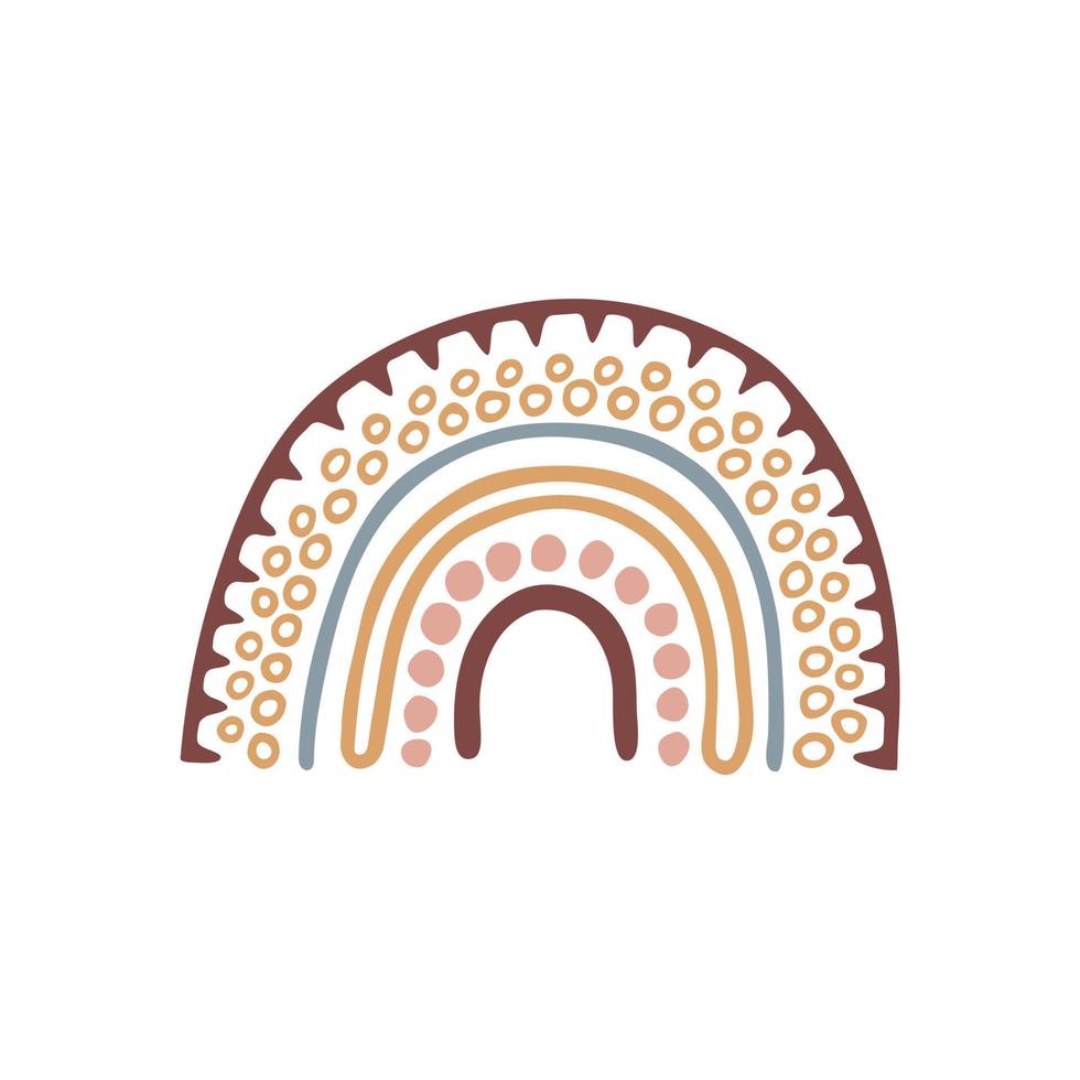 Rainbow vector illustration. Semicircle with geometric ornament in boho style. Design element for pattern, decoration, print, sticker, card, poster, coloring book.