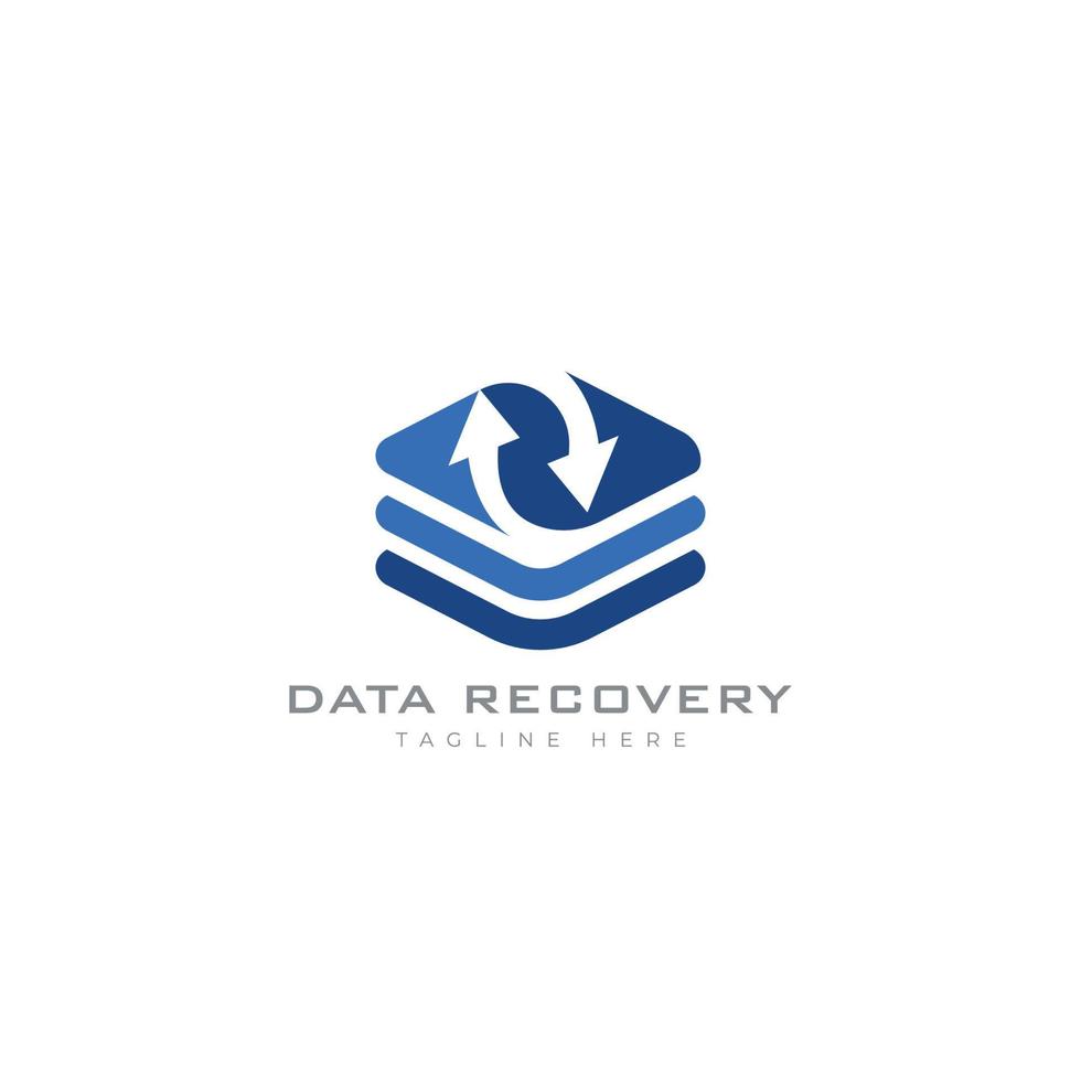 data recovery logo design template, data networking server recovery logo vector