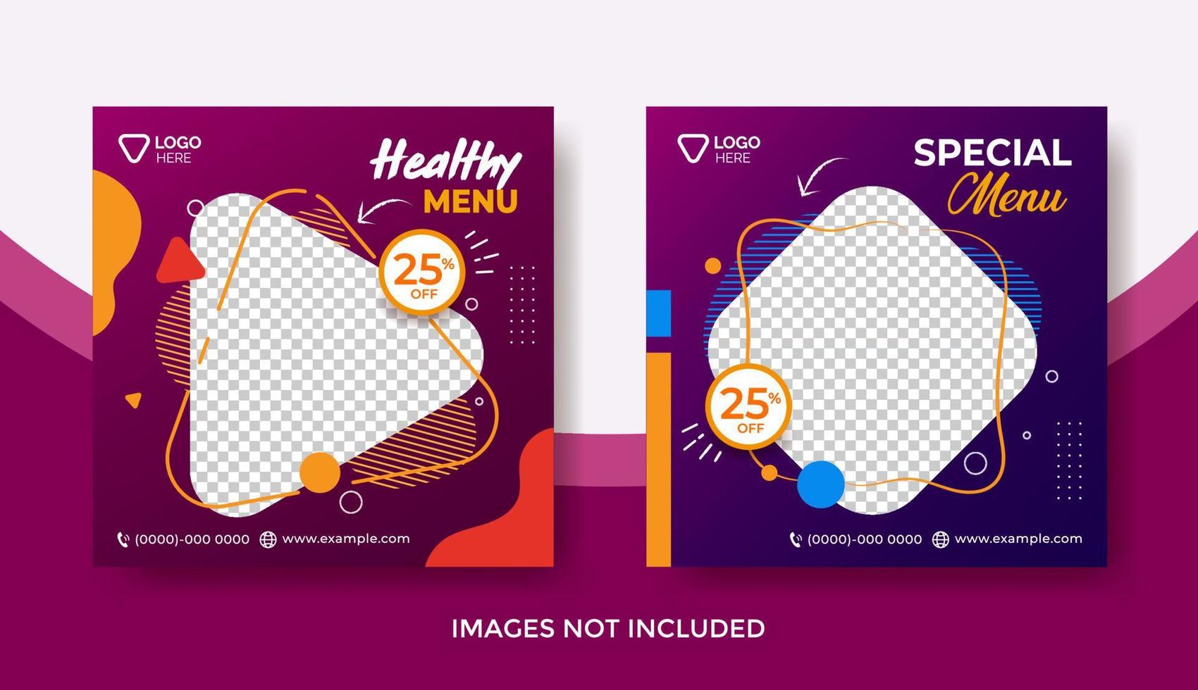 Food Menu Banner Template, Social Media Post Template, Healthy and special Food Restaurant Banner vector