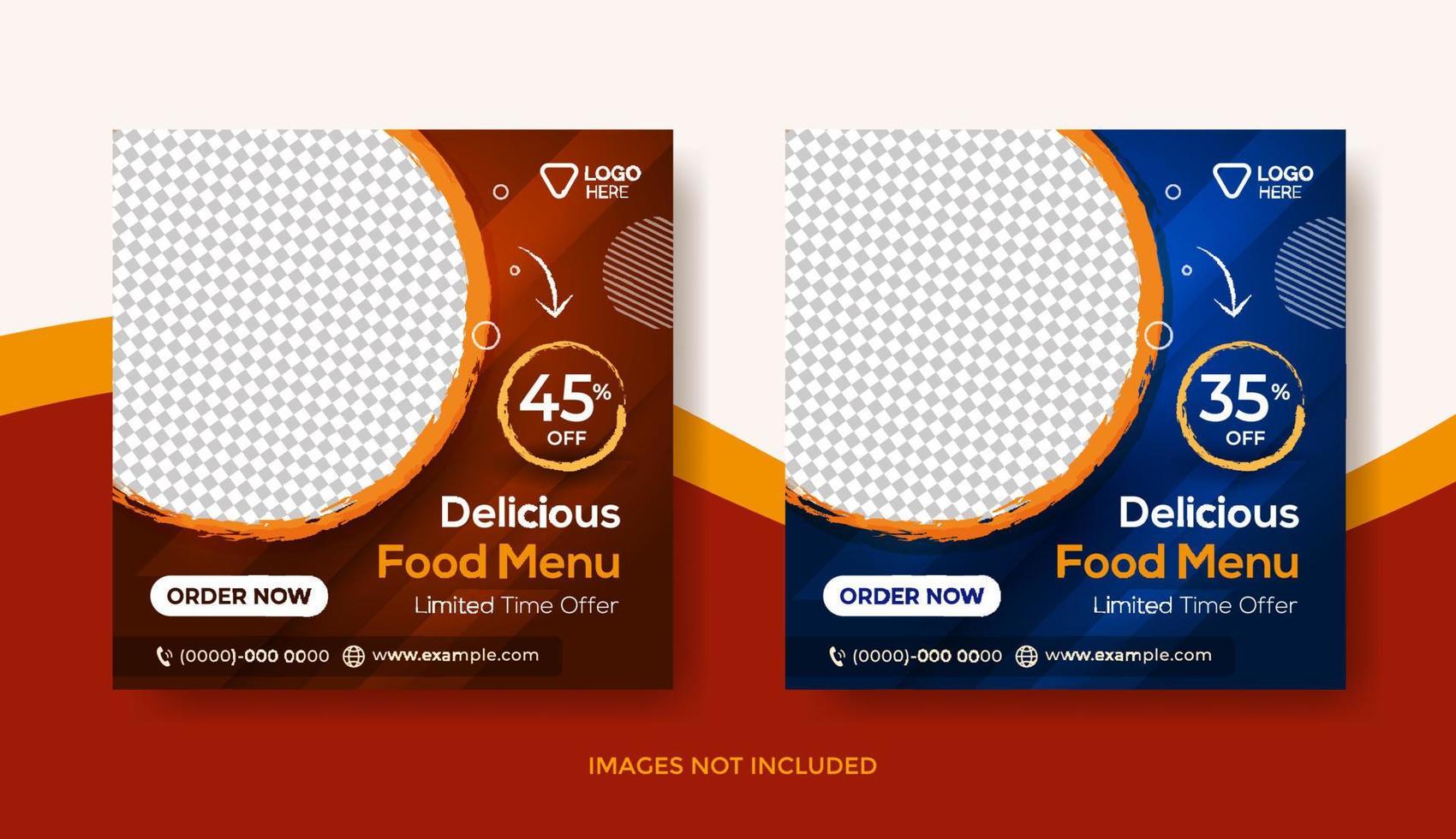 Food Menu Banner Template, Social Media Post Template, Delicious Food Restaurant Banner vector