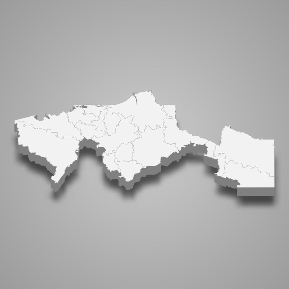 mapa 3d de tabasco es un estado de mexico, vector