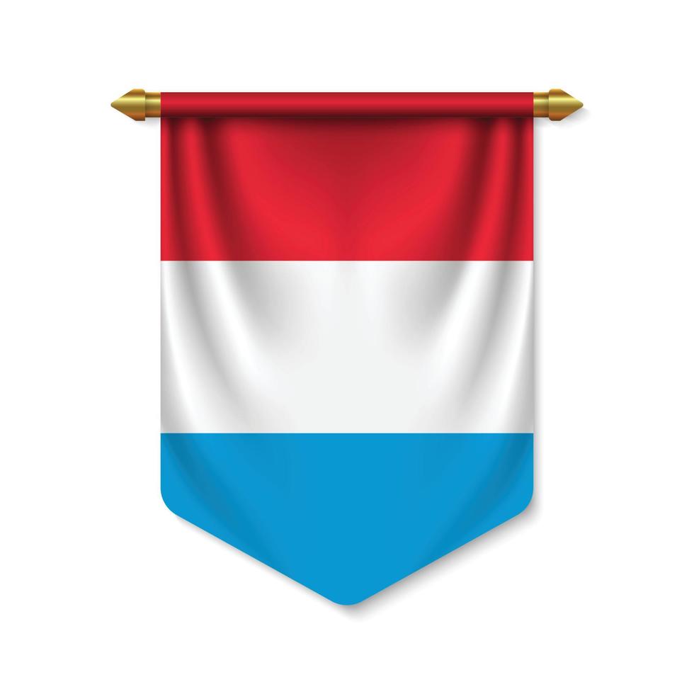 3d realistic pennant with flag vector