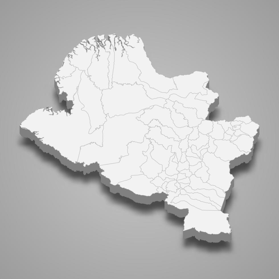 mapa 3d de nariño es un departamento de colombia vector