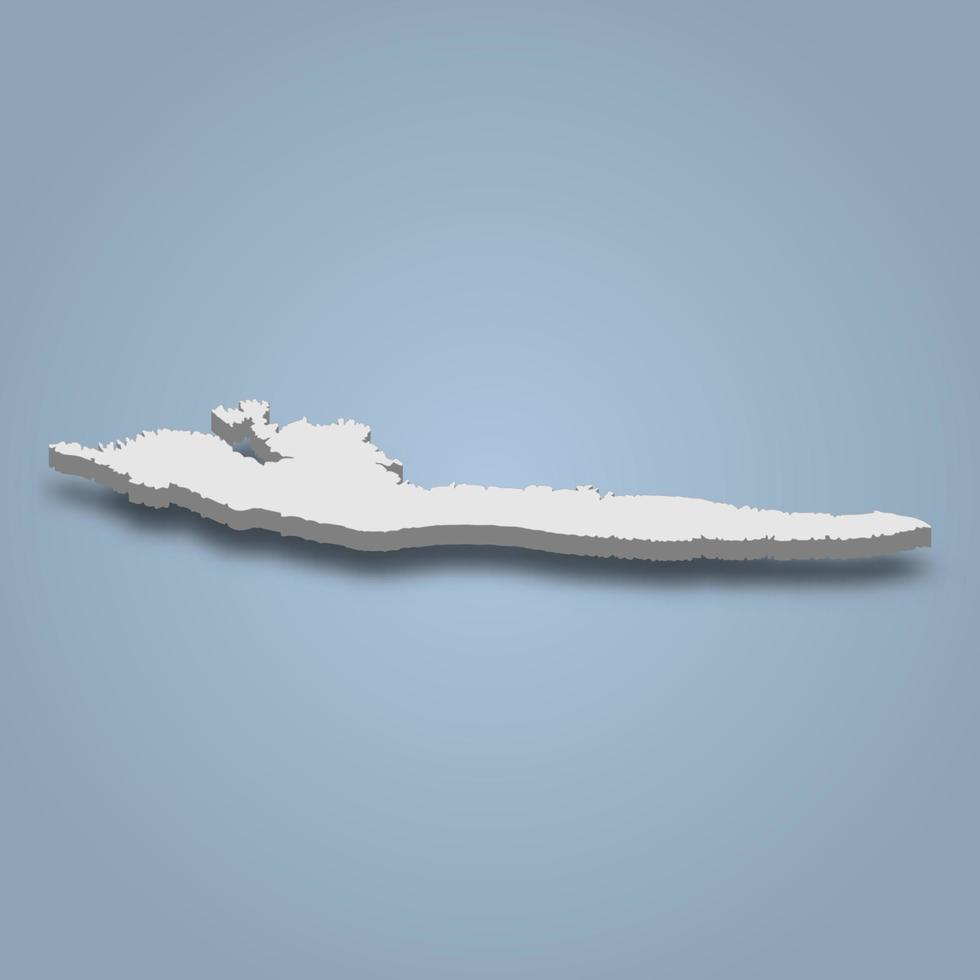 3d isometric map of Hvar is an island in Croatria vector