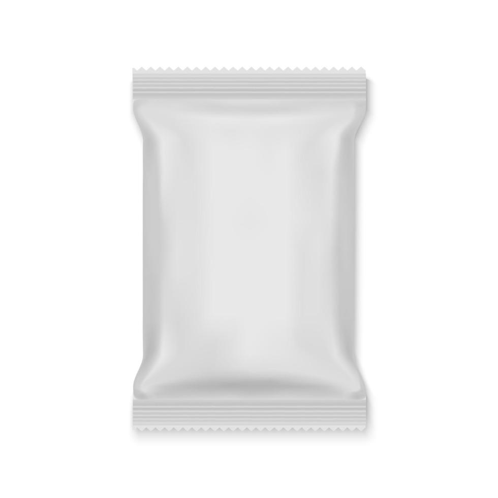 embalaje de bolsa de comida de papel de aluminio blanco en blanco vector