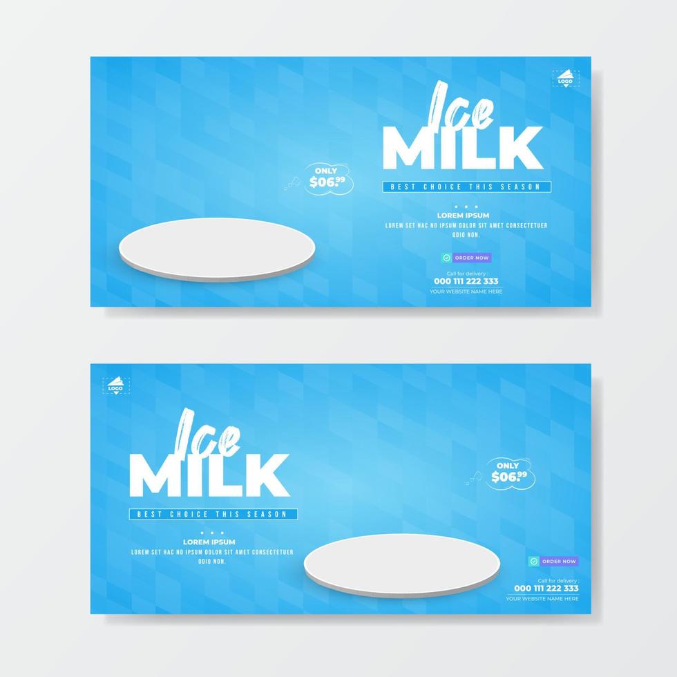 Banner promotion sale template of ice milk vector