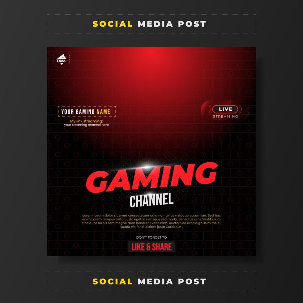 Gaming channel promotion for social media post vector