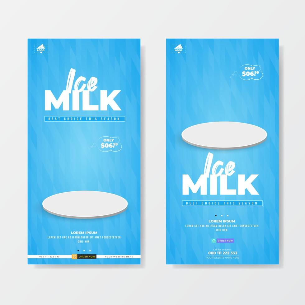 plantilla de banner de venta de promoción de leche helada vector
