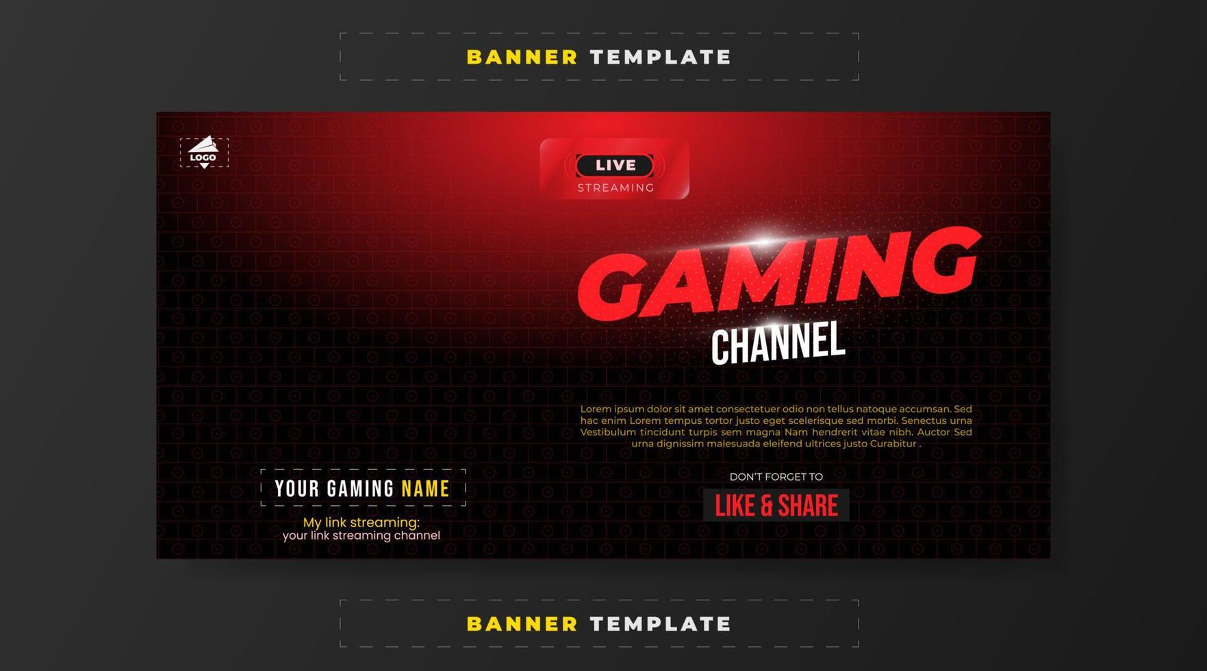 Gaming Channel Art Design Template Background Free