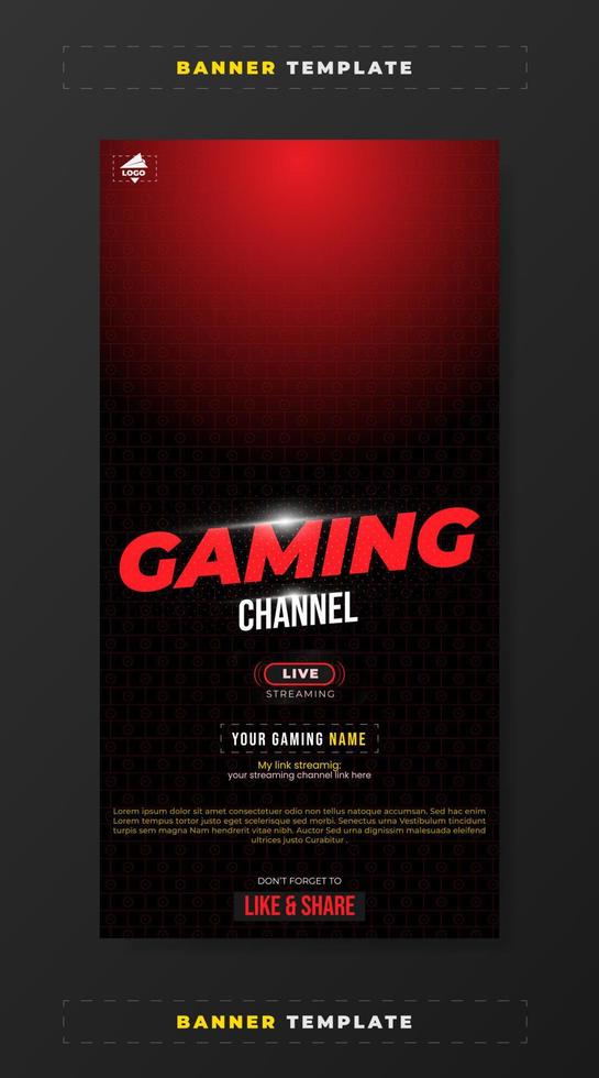 Gaming channel promotion banner template vector