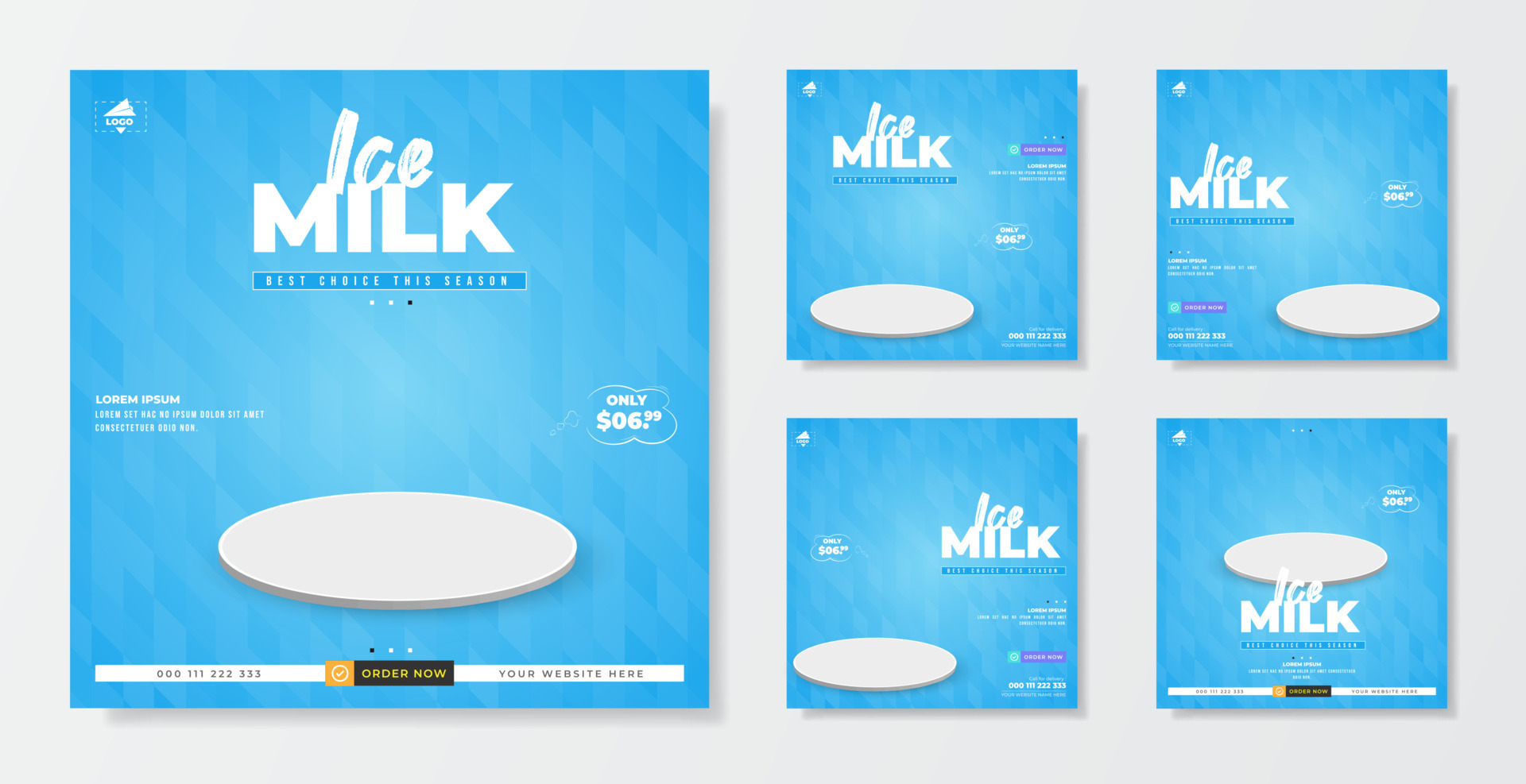 Ice milk promotion sale template for social media post 8055150 Vector