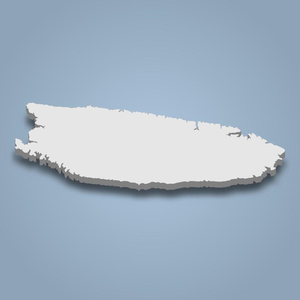 3d isometric map of Brac is an island in Croatia vector