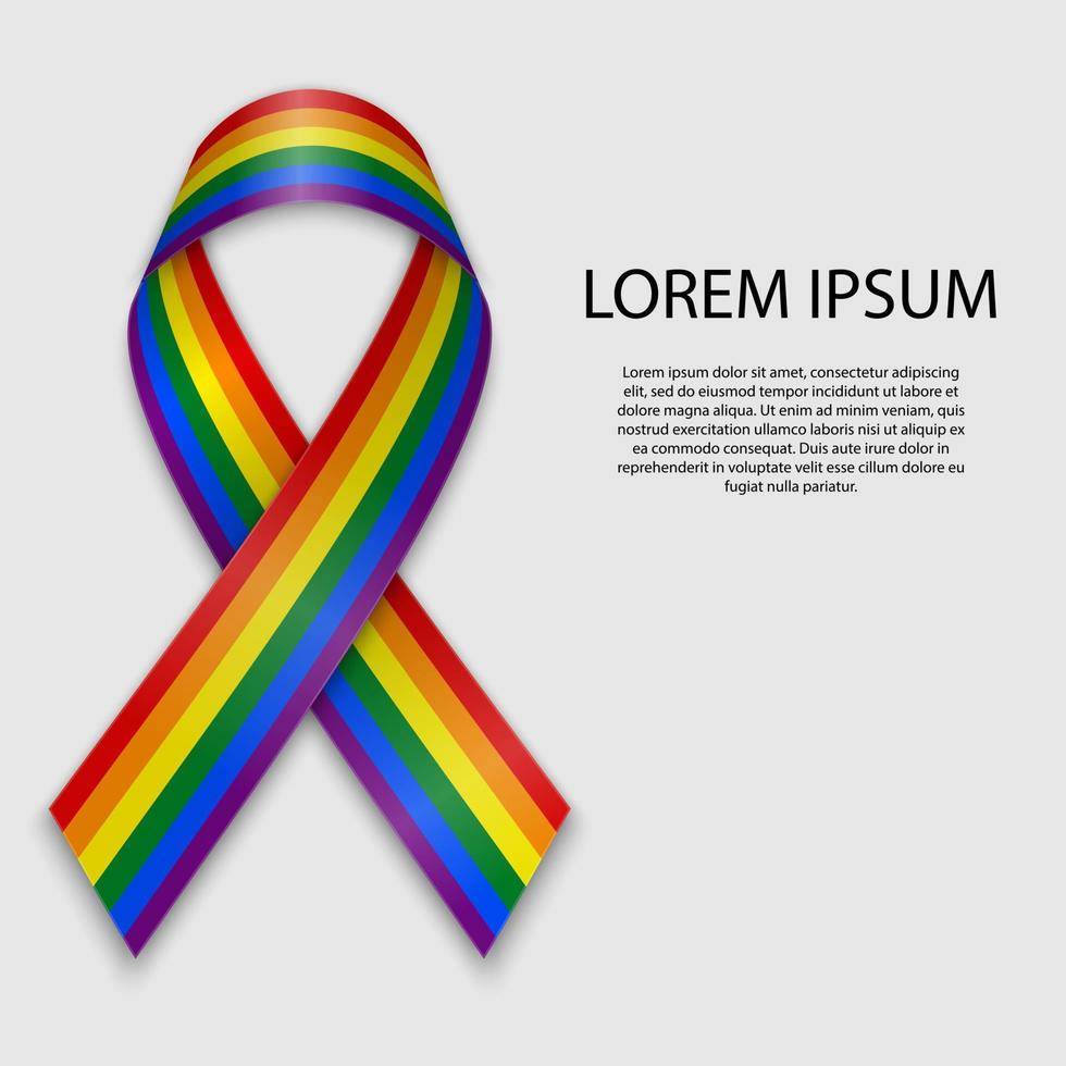Waving ribbon or banner with flag of LGBT pride. vector