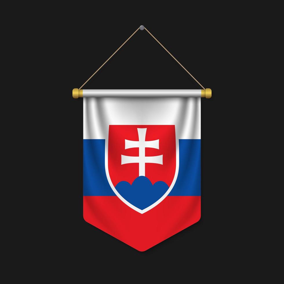 3d realistic pennant with flag vector