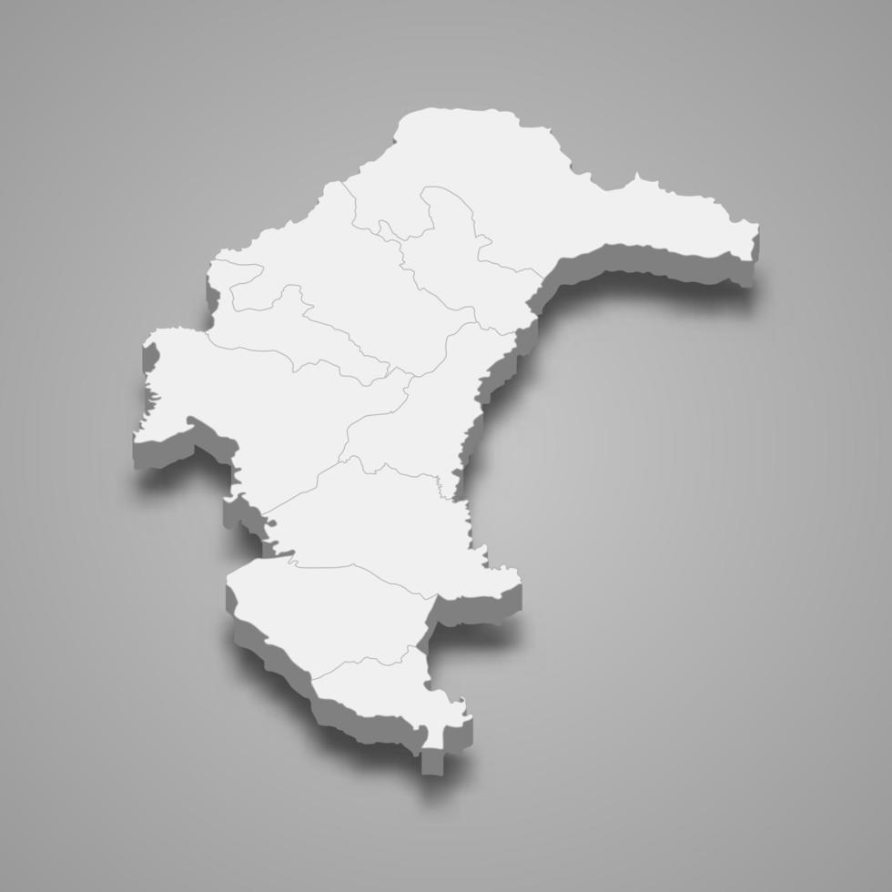 mapa 3d de yasothon es una provincia de tailandia vector