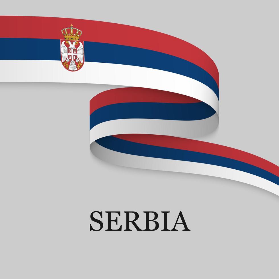 Waving ribbon or banner with flag vector