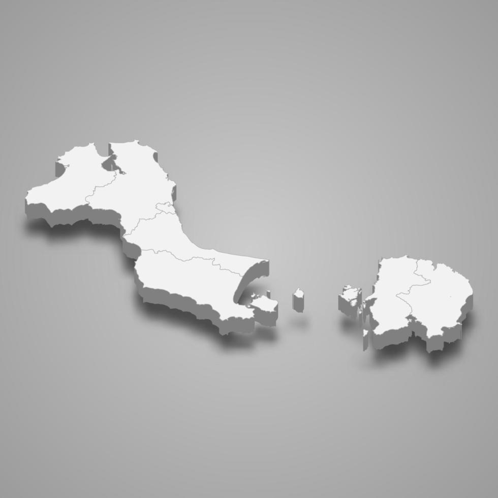 3d isometric map of Bangka Belitung Islands is a province of Indonesia vector