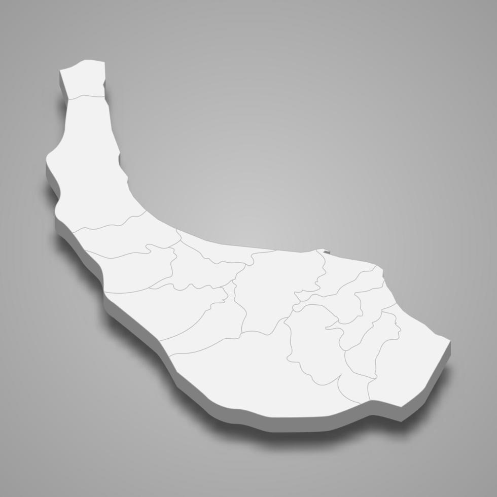 3d isometric map of Gilan is a province of Iran vector