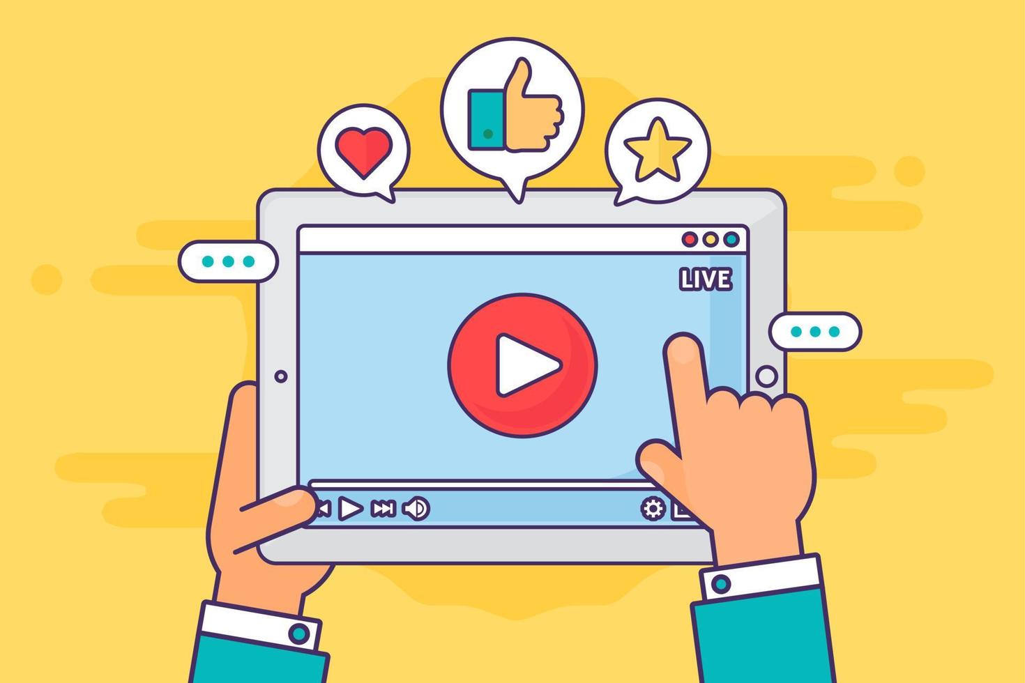 Live stream on screen top view concept illustration vector
