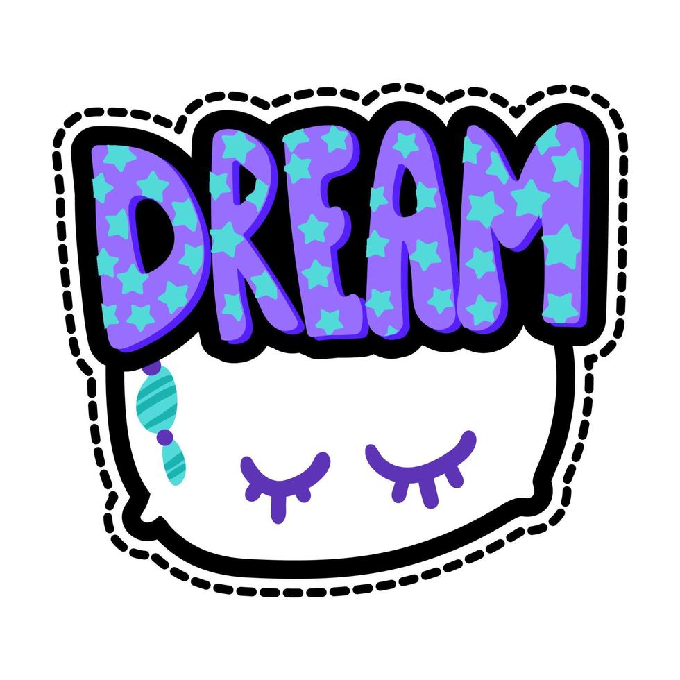 Pillow with dream lettering stitched frame patch vector