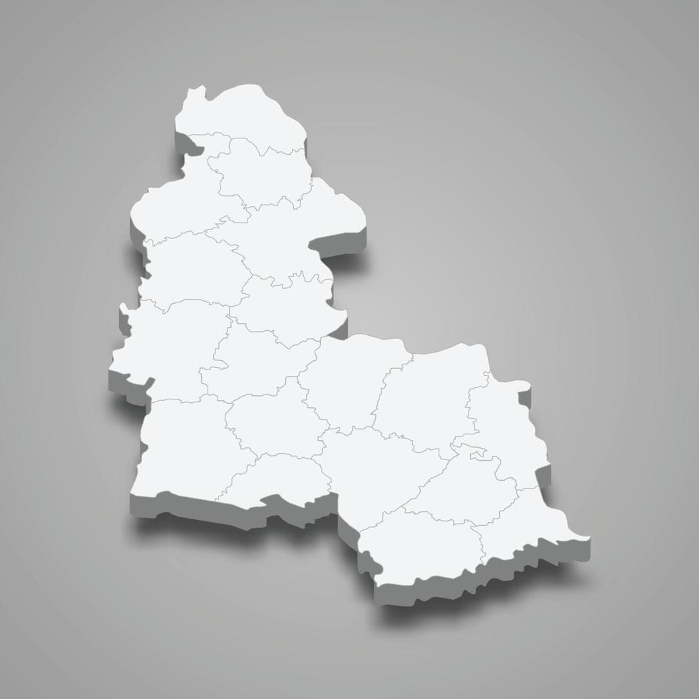 3d isometric map of Sumy oblast is a region of Ukraine vector