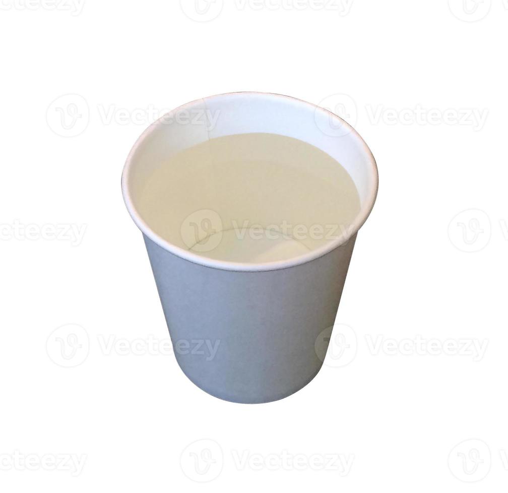 water in a paper cup isolated on white background photo