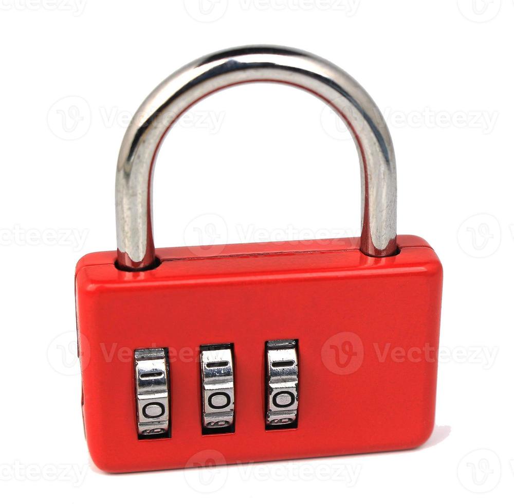 Padlock key lock isolated on white background photo