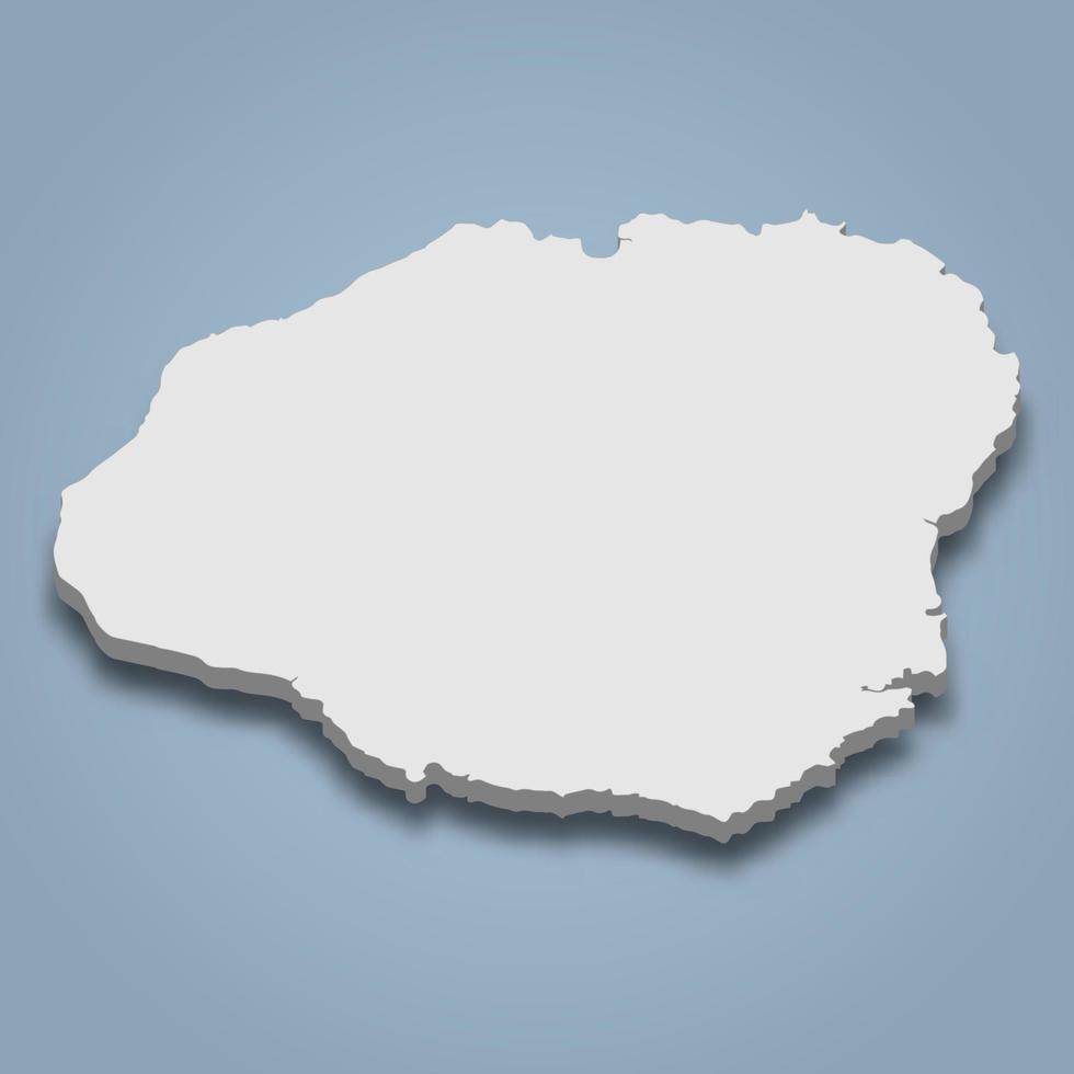 3d isometric map of Kauai is an island in Hawaiian Islands vector