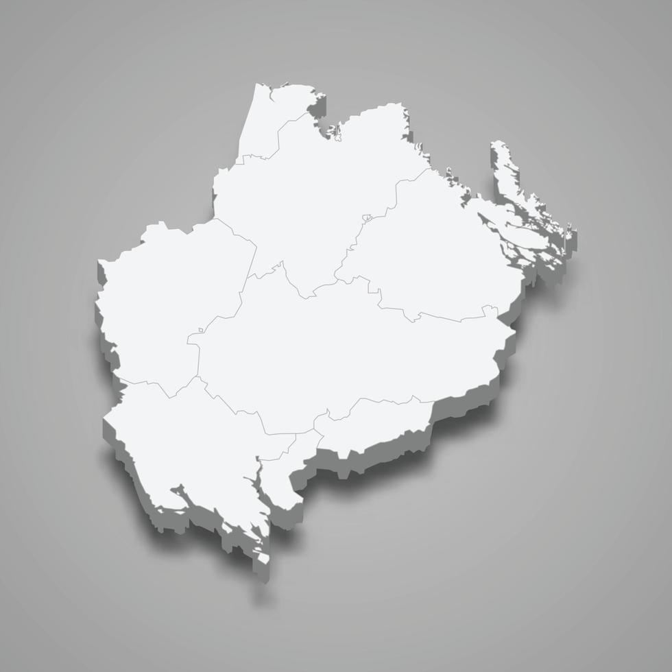 mapa isométrico 3d de uppsala es un condado de suecia, vector