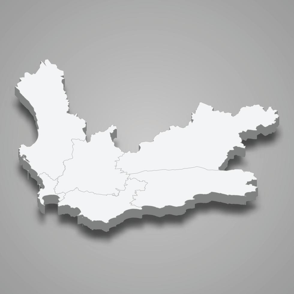 3d isometric map of Western Cape is a Province of South Africa vector