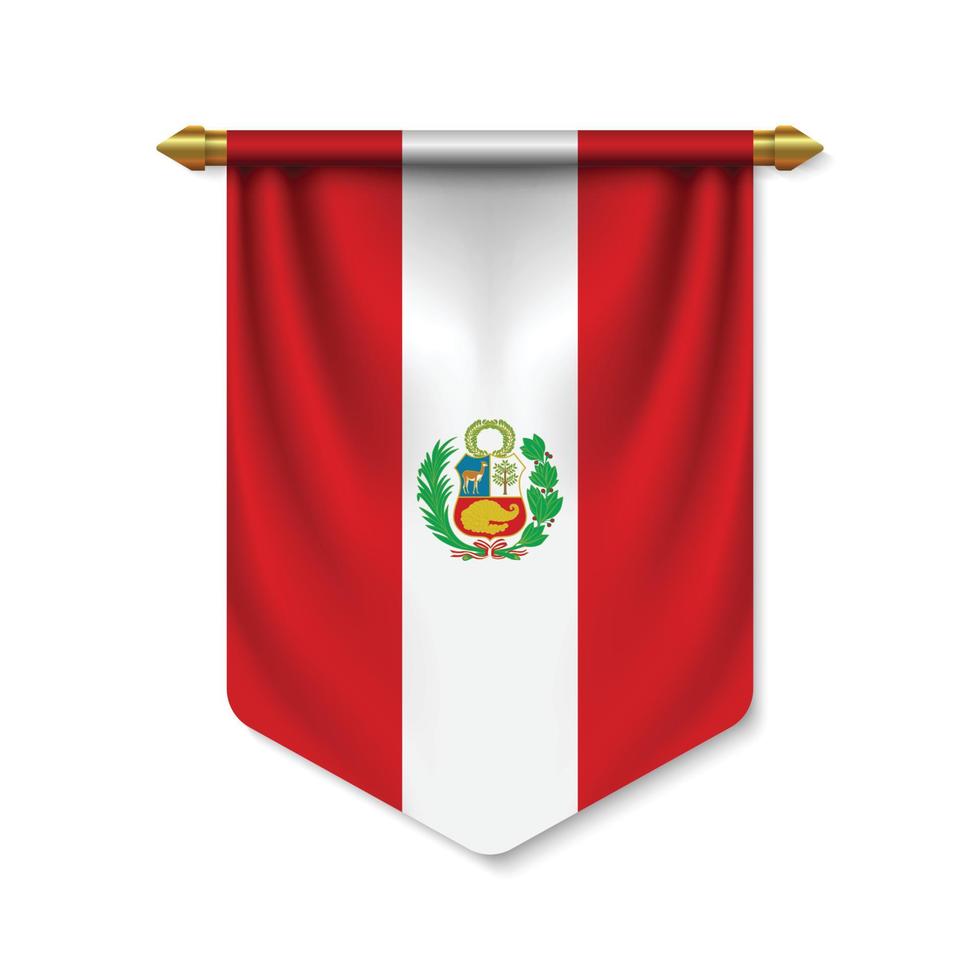 3d realistic pennant with flag vector