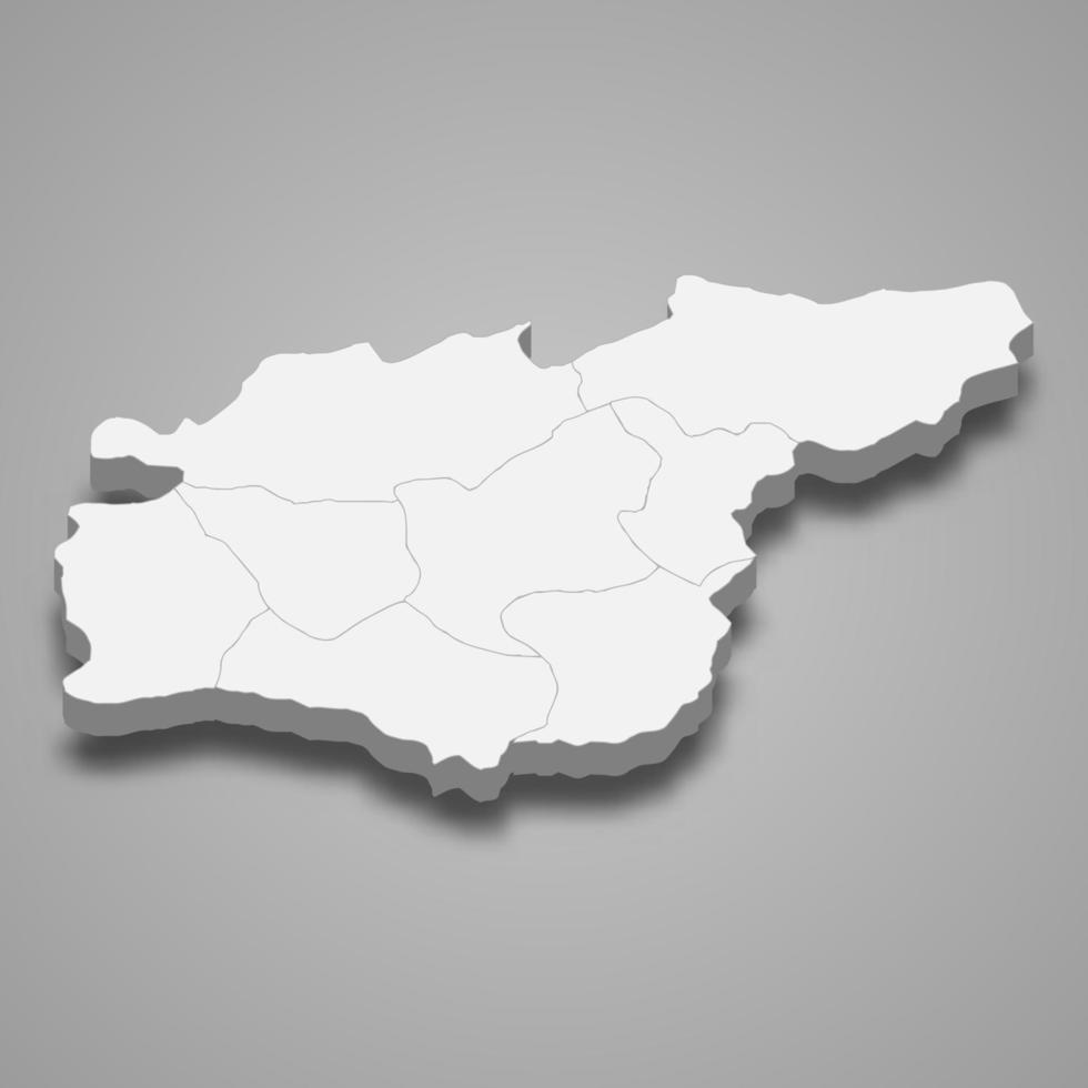3d isometric map of Tunceli is a province of Turkey vector