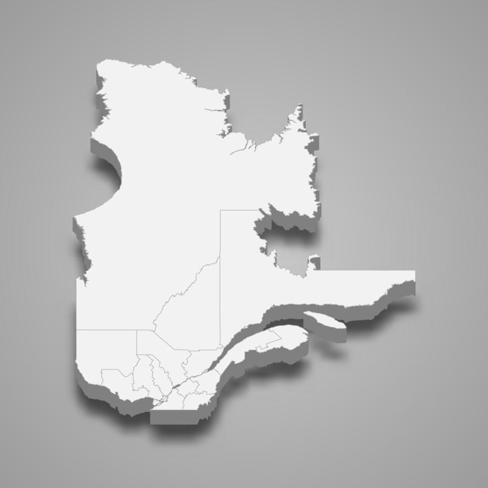 mapa 3d provincia de canada vector