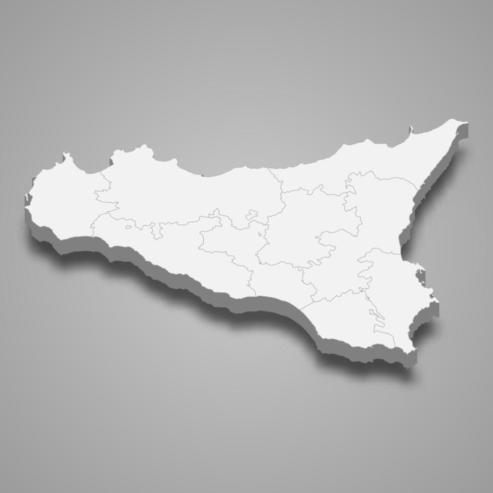 3d map region of Italy vector