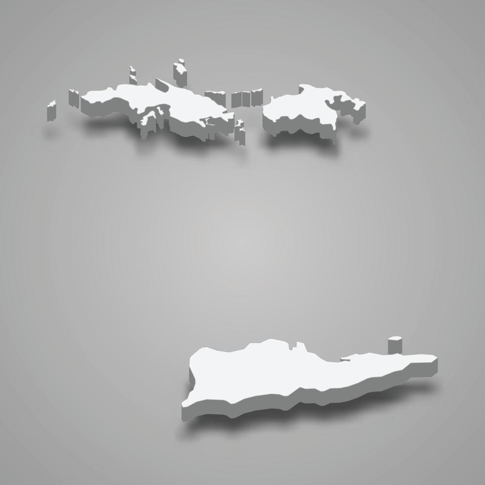 Mapa isométrico 3d de las islas vírgenes de los estados unidos, aislado con vector