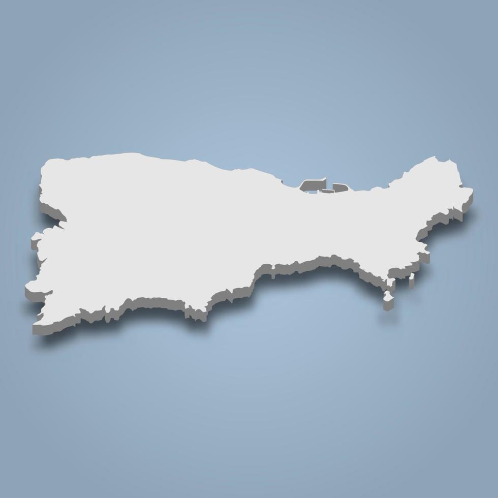 3d isometric map of Capri is an island in Italy vector