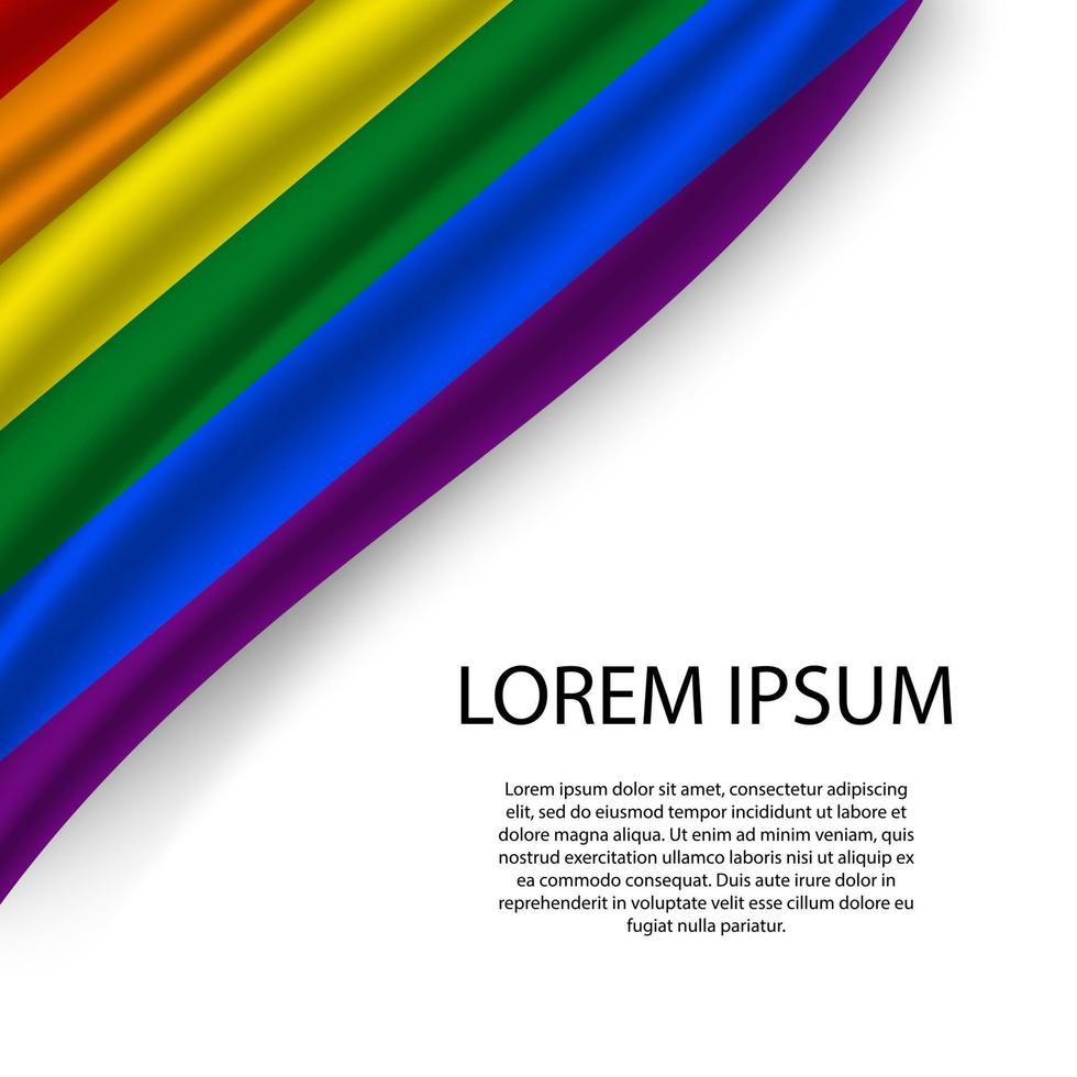 Waving ribbon or banner with flag of LGBT pride. vector