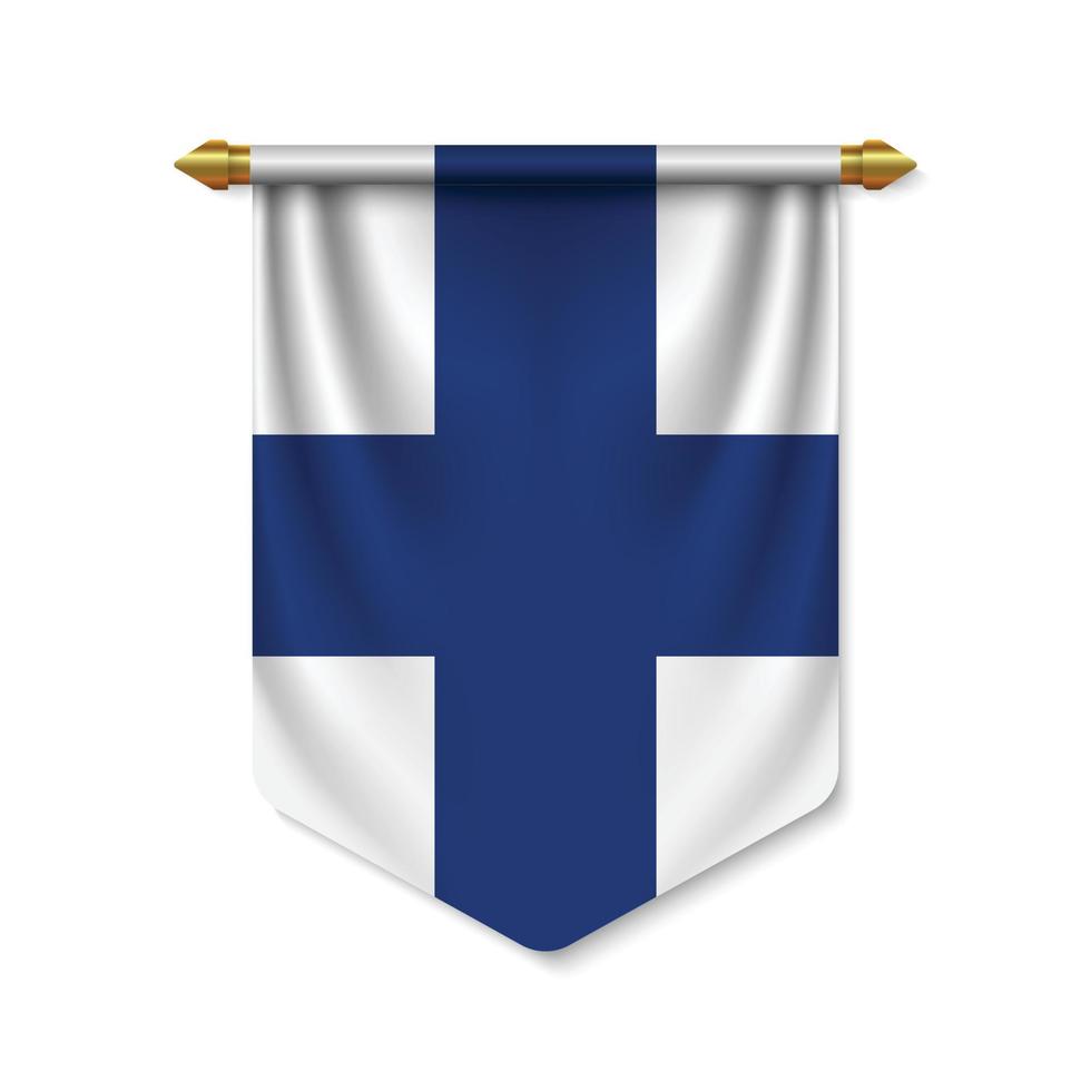 3d realistic pennant with flag vector