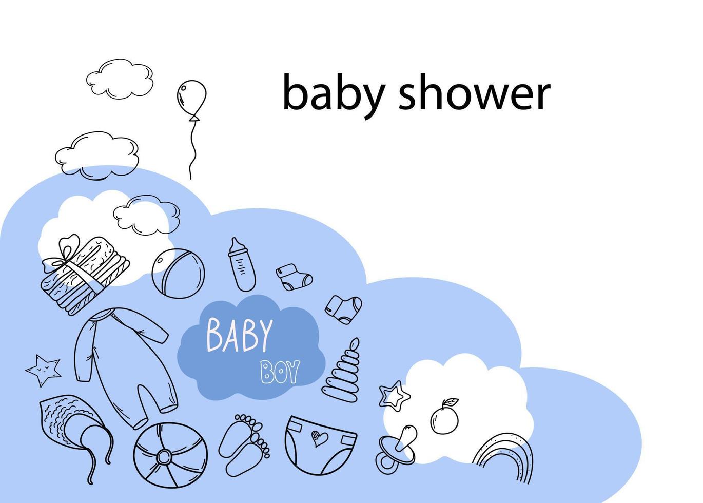 baby boy banner doodle vector