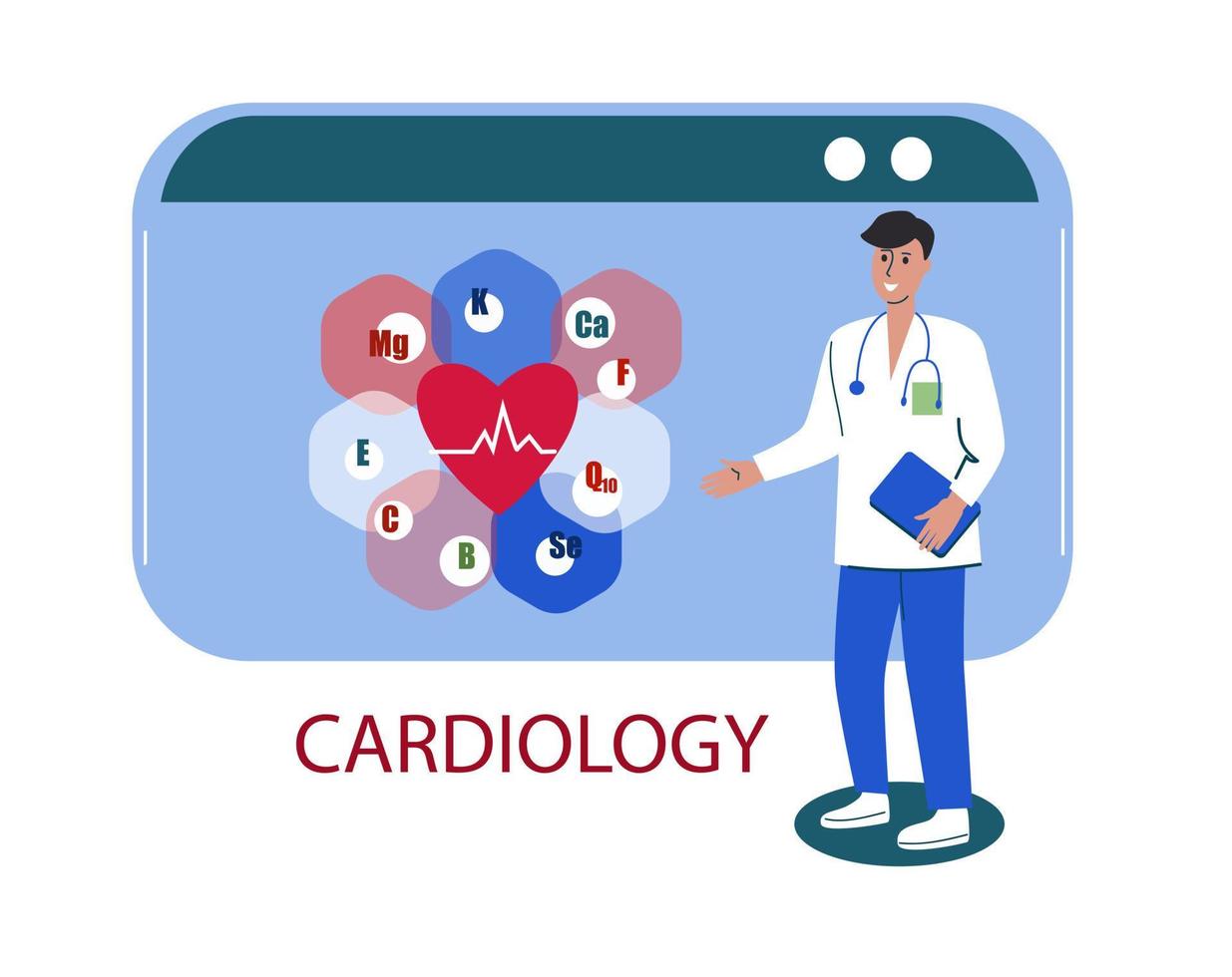 cardiología. cardiólogo. ilustración de vector de servicio de atención médica