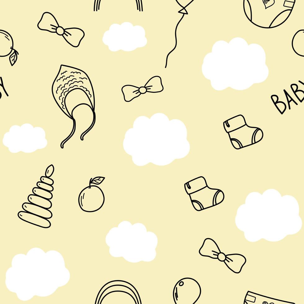 baby seamless pattern doodle vector
